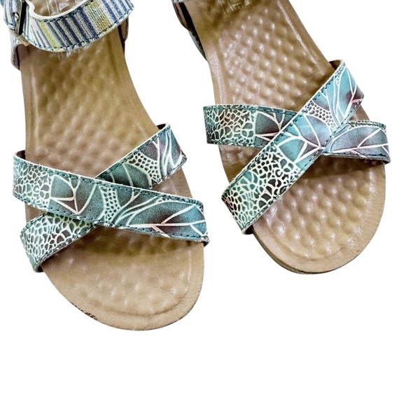 L'Artiste by Spring Step Leather Women's Vella Comfort Wedge Sandals Blue Size 7 - Picture 5 of 15